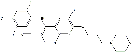 4-((2,4-dichloro-5-methoxyphenyl)amino)-6-methoxy-7-(3-(4-methylpiperazin-1-yl)propoxy)quinoline-3-carbonitrile Structure
