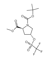 N-tert-butoxycarbonyl-trans-4-(trifluoromethylsulfonyloxy)-L-proline methyl ester结构式