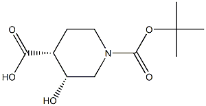 rel-(3R,4R)-1-(tert-Butoxycarbonyl)-3-hydroxypiperidine-4-carboxylic acid structure