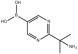 (2-(2-aminopropan-2-yl)pyrimidin-5-yl)boronic acid structure