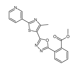 2-[5-(4-methyl-2-pyridin-3-yl-thiazol-5-yl)-[1,3,4]oxadiazol-2-yl]-benzoic acid methyl ester结构式