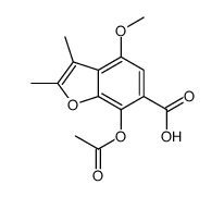 7-acetyloxy-4-methoxy-2,3-dimethyl-1-benzofuran-6-carboxylic acid结构式