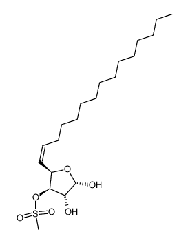 (Z)-5-deoxy-3-O-(methylsulfonyl)-5-C-tetradecylidene-α-D-xylofuranose结构式