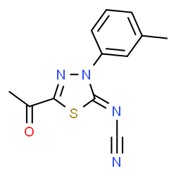 2-Acetyl-5-cyanimino-4,5-dihydro-4-(3-methylphenyl)-1,3,4-thiadiazole结构式