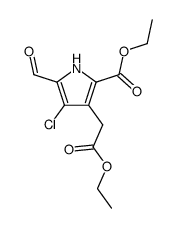 2-Ethoxycarbonyl-3-ethoxycarbonylmethyl-4-chlor-5-formyl-pyrrol结构式