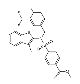 N-[4-fluoro-3-(trifluoromethyl)-benzyl]-N-(3-methylbenzo[b]thiophen-2-yl)-4-carbomethoxy-benzenesulfonamide Structure