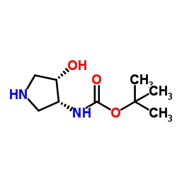 2-Methyl-2-propanyl [(3R,4S)-4-hydroxy-3-pyrrolidinyl]carbamate结构式