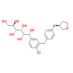 (1R)-1-C-(4-Chloro-3-{4-[(3S)-tetrahydro-3-furanyloxy]benzyl}phenyl)-D-glucitol structure