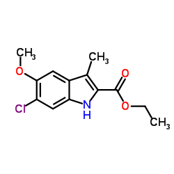 Ethyl 6-chloro-5-methoxy-3-methyl-1H-indole-2-carboxylate结构式