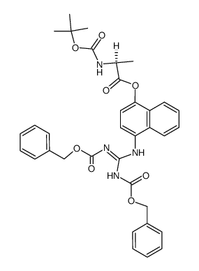 4-(2,3-bis((benzyloxy)carbonyl)guanidino)naphthalen-1-yl (tert-butoxycarbonyl)-L-alaninate结构式