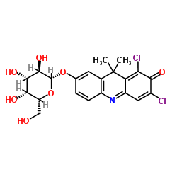 DDAO galactoside [9H-(1,3-Dichloro-9, 9-dimethylacridin-2-one-7-yl) β-D-galactopyranoside] Structure