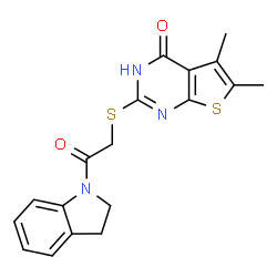 1H-Indole, 1-[[(1,4-dihydro-5,6-dimethyl-4-oxothieno[2,3-d]pyrimidin-2-yl)thio]acetyl]-2,3-dihydro- (9CI) Structure