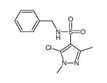 N-benzyl-5-chloro-1,3-dimethylpyrazole-4-sulfonamide结构式