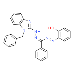 2-[3-Phenyl-5-[1-(phenylmethyl)-1H-benzimidazol-2-yl]formazan-1-yl]phenol结构式