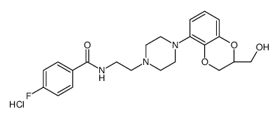 4-fluoro-N-[2-[4-[(2S)-2-(hydroxymethyl)-2,3-dihydro-1,4-benzodioxin-5-yl]piperazin-1-yl]ethyl]benzamide,hydrochloride结构式