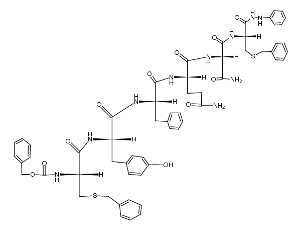 Benzyloxycarbonyl-S-benzylcysteinyl-tyrosyl-phenylalanyl-glutaminyl-asparaginyl-S-benzylcysteine phenylhydrazide Structure