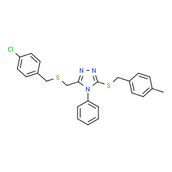 3-([(4-CHLOROBENZYL)SULFANYL]METHYL)-5-[(4-METHYLBENZYL)SULFANYL]-4-PHENYL-4H-1,2,4-TRIAZOLE结构式