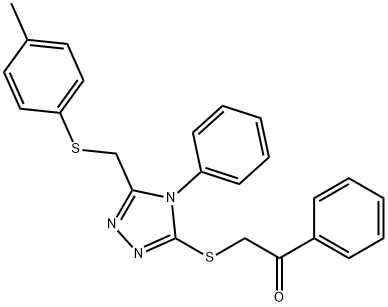 2-[(5-{[(4-methylphenyl)sulfanyl]methyl}-4-phenyl-4h-1,2,4-triazol-3-yl)sulfanyl]-1-phenylethanone结构式