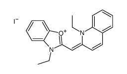 1-ethyl-2-[(3-ethyl-3H-benzoxazol-2-ylidene)methyl]quinolinium iodide结构式