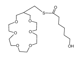 S-((1,4,7,10,13,16-hexaoxacyclononadecan-18-yl)methyl) 6-hydroxyhexanethioate结构式