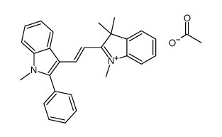 1,3,3-trimethyl-2-[2-(1-methyl-2-phenyl-1H-indol-3-yl)vinyl]-3H-indolium acetate structure