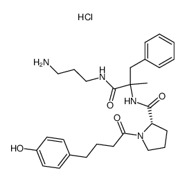 N-[4-(4-hydroxyphenyl)butyryl]-L-prolyl-DL-α-methylphenylalanine 3-aminopropylamide hydrochloride结构式