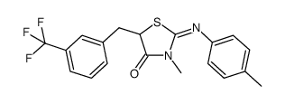 5-(3-(trifluoromethyl)benzyl)-2-(p-tolylimino)-3-methylthiazolidin-4-one Structure