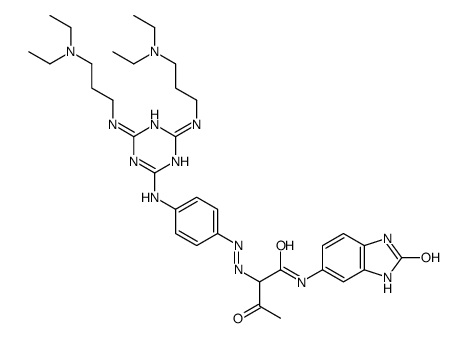 2-[[4-[[4,6-双[[3-(二乙氨基)丙基]苯基]-1,3,5-三嗪-2-基]氨基]苯基]偶氮]-N-(2,3-二氢-2-氧代-1H-苯并咪唑-5-基)-3-氧代丁酰胺结构式