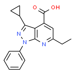 3-Cyclopropyl-6-ethyl-1-phenyl-pyrazolo[3,4-b]pyridine-4-carboxylic acid图片