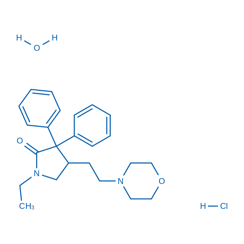 1-Ethyl-4-(2-morpholinoethyl)-3,3-diphenylpyrrolidin-2-one hydrochloride hydrate(1:x:x) structure