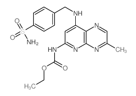 ethyl N-[3-methyl-7-[(4-sulfamoylphenyl)methylamino]-2,5,10-triazabicyclo[4.4.0]deca-1,3,5,7,9-pentaen-9-yl]carbamate结构式