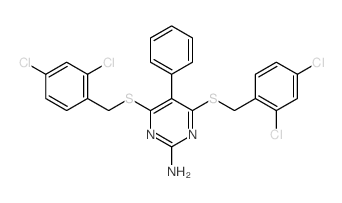 4,6-bis[(2,4-dichlorophenyl)methylsulfanyl]-5-phenyl-pyrimidin-2-amine结构式