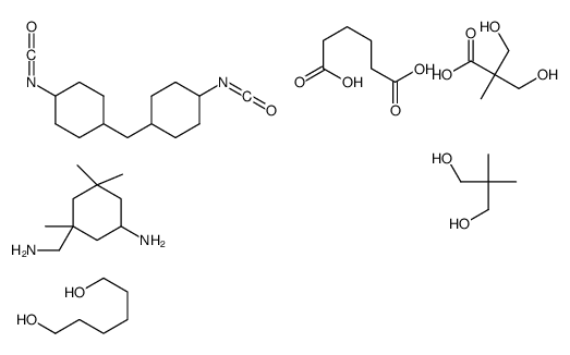 己二酸与5-氨基-1,3,3-三甲基环己烷甲胺、2,2-二甲基-1,3-丙二醇、1,6-己二醇、3-羟基-2-(羟甲基)-2-甲基丙酸和1,1’-亚甲基双(4-异氰酸基环己烷)的聚合物(9CI)结构式