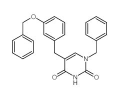 2,4(1H,3H)-Pyrimidinedione,5-[[3-(phenylmethoxy)phenyl]methyl]-1-(phenylmethyl)- Structure