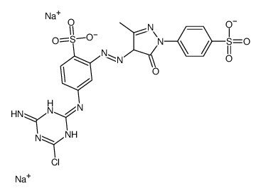 disodium 4-[(4-amino-6-chloro-1,3,5-triazin-2-yl)amino]-2-[[4,5-dihydro-3-methyl-5-oxo-1-(4-sulphonatophenyl)-1H-pyrazol-4-yl]azo]benzenesulphonate Structure