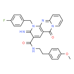 1-(4-fluorobenzyl)-2-imino-N-[2-(4-methoxyphenyl)ethyl]-5-oxo-1,5-dihydro-2H-dipyrido[1,2-a:2,3-d]pyrimidine-3-carboxamide structure