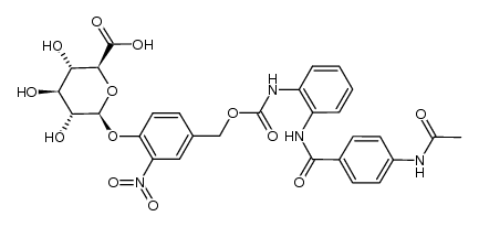 6-{4-[(2-(4-acetylamino-benzoylamino)-phenylcarbamoyl)oxymethyl]-2-nitro-phenoxy}-tetrahydro-2H-pyran-2-carboxylic acid Structure