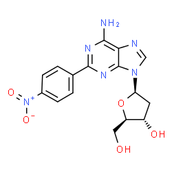 (2R,5R)-5-(6-aminopurin-9-yl)-2-(hydroxymethyl)-4-(4-nitrophenyl)oxola n-3-ol structure