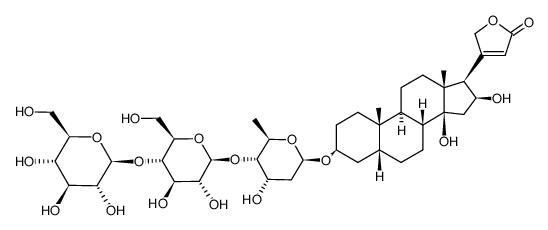 3β-β-digilanidotriosyloxy-14,16β-dihydroxy-5β,14β-card-20(22)-enolide Structure