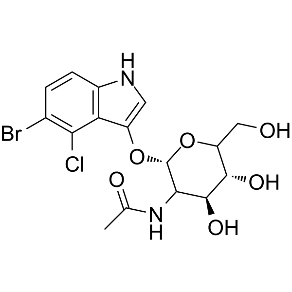 5-溴-4-氯-3-吲哚基-N-乙酰-beta-D-氨基半乳糖苷结构式