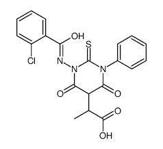 2-[1-[(2-chlorobenzoyl)amino]-4,6-dioxo-3-phenyl-2-sulfanylidene-1,3-diazinan-5-yl]propanoic acid结构式