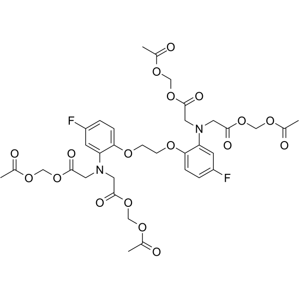 acetyloxymethyl 2-[N-[2-(acetyloxymethoxy)-2-oxoethyl]-2-[2-[2-[bis[2-(acetyloxymethoxy)-2-oxoethyl]amino]-4-fluorophenoxy]ethoxy]-5-fluoroanilino]acetate Structure