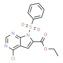 Ethyl 4-chloro-7-(phenylsulfonyl)-7H-pyrrolo[2,3-d]pyrimidine-6-carboxylate Structure