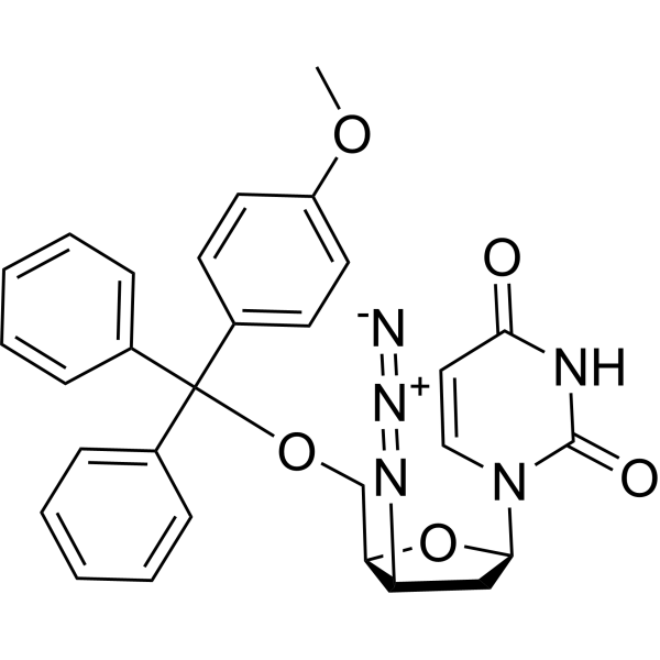 3’-beta-Azido-2’,3’-dideoxy-5’-O-(4-methoxy-trityl)uridine结构式