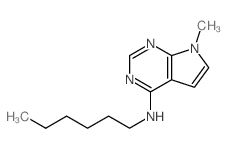 7H-Pyrrolo[2,3-d]pyrimidin-4-amine,N-hexyl-7-methyl-结构式