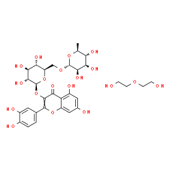 3-[[6-O-(6-deoxy-α-L-mannopyranosyl)-β-D-glucopyranosyl]oxy]-2-(3,4-dihydroxyphenyl)-5,7-dihydroxy-4H-1-benzopyran-4-one, bis(2-hydroxyethyl) ether Structure