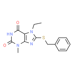 8-(benzylthio)-7-ethyl-3-methyl-3,7-dihydro-1H-purine-2,6-dione结构式