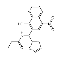 N-((8-hydroxy-5-nitroquinolin-7-yl)(thiophen-2-yl)methyl)propionamide结构式