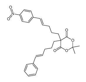 2,2-dimethyl-5-((E)-5-(4-nitrophenyl)pent-4-en-1-yl)-5-((E)-5-phenylpent-4-en-1-yl)-1,3-dioxane-4,6-dione结构式