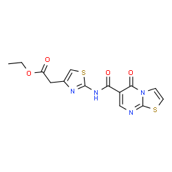 ethyl 2-(2-(5-oxo-5H-thiazolo[3,2-a]pyrimidine-6-carboxamido)thiazol-4-yl)acetate Structure